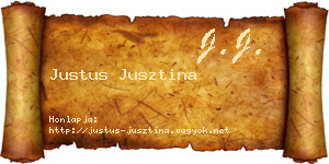 Justus Jusztina névjegykártya